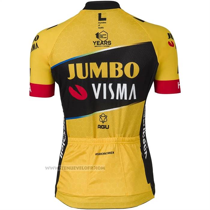 2023 Maillot Cyclisme Jumbo Visma Jaune Noir Manches Courtes Et Cuissard